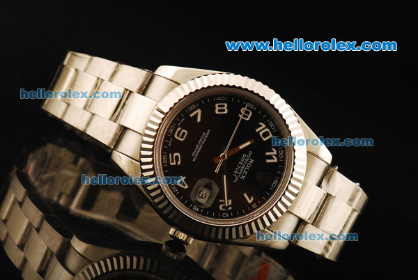 Rolex Datejust II Swiss ETA 2836 Automatic Movement Full Steel with Black Dial and White Arabic Numerals - Click Image to Close
